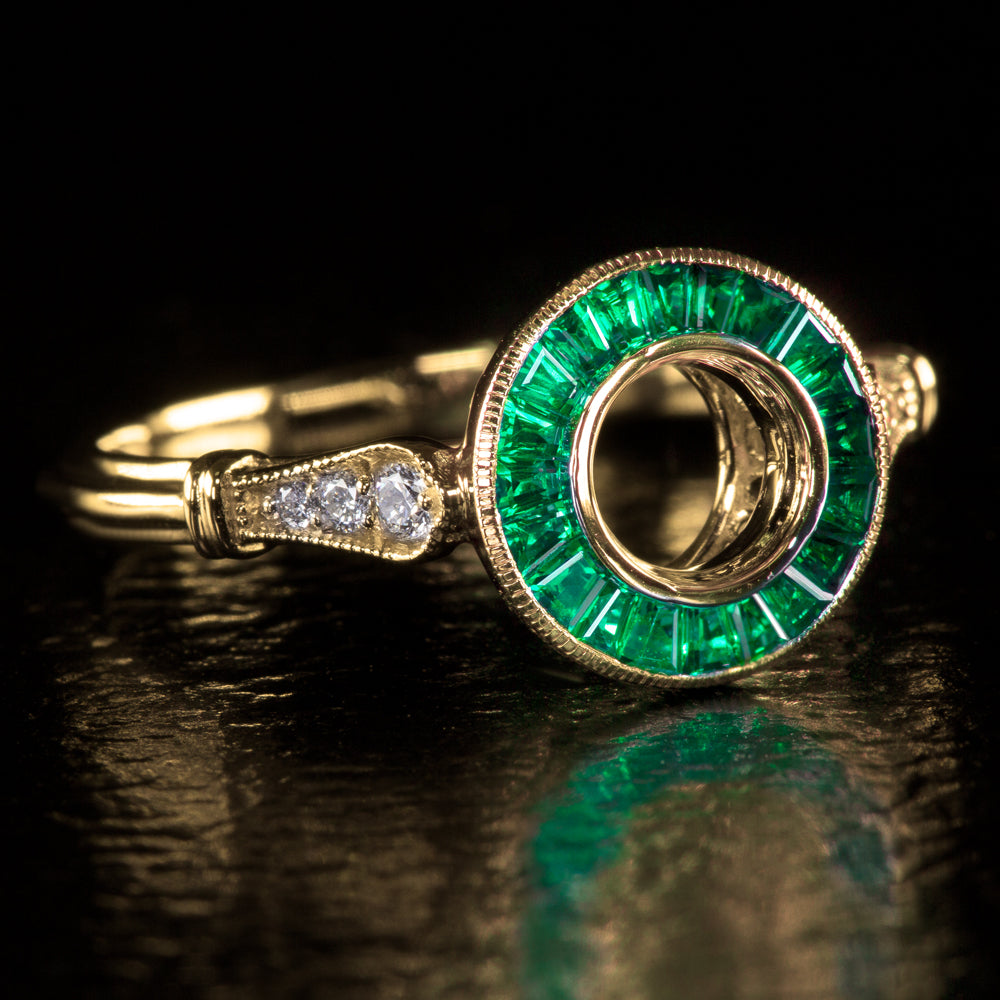 NATURAL EMERALD DIAMOND ART DECO ENGAGEMENT RING SETTING VINTAGE STYLE TARGET