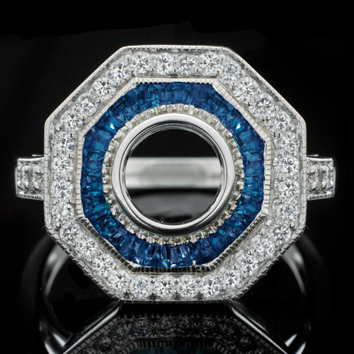 VINTAGE STYLE SEMI MOUNT SAPPHIRE DIAMOND ROUND SETTING RING COCKTAIL 14k TARGET Ivy & Rose