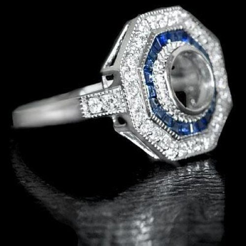 VINTAGE STYLE SEMI MOUNT SAPPHIRE DIAMOND ROUND SETTING RING COCKTAIL 14k TARGET Ivy & Rose
