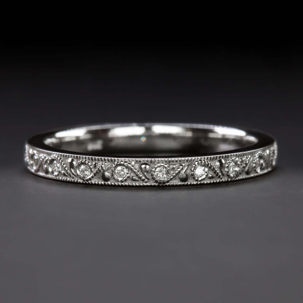 Diamond wedding bands vintage style Clearance