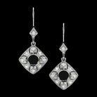 DIAMOND SEMI MOUNT DROP EARRINGS ROUND SETTING VINTAGE STYLE ART DECO DANGLE