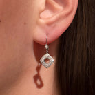 DIAMOND SEMI MOUNT DROP EARRINGS ROUND SETTING VINTAGE STYLE ART DECO DANGLE