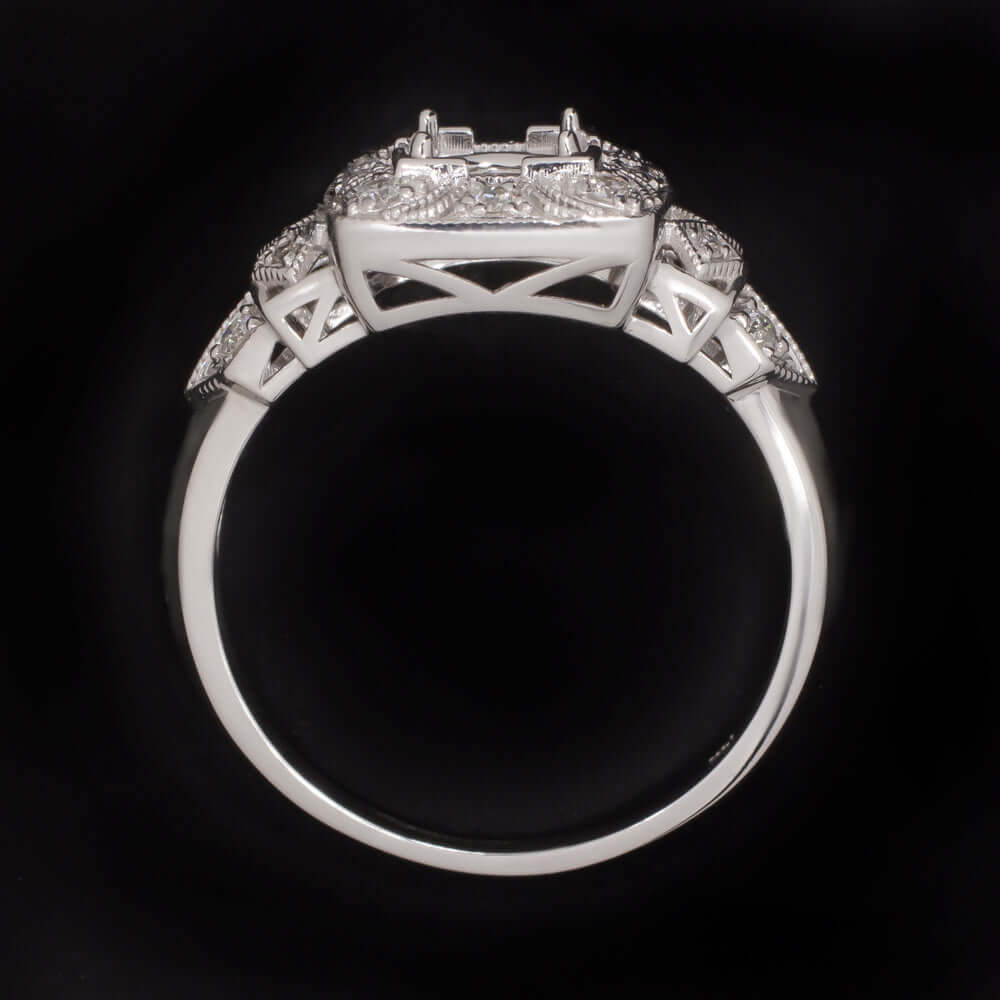 ART DECO MOUNT 5.5MM ROUND CUSHION DIAMOND VINTAGE STYLE ENGAGEMENT SETTING RING