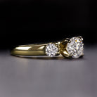 ONE CARAT 3 STONE VG CUT ROUND NATURAL DIAMOND ENGAGEMENT RING 14K YELLOW GOLD
