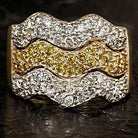 1.5 CARAT FANCY YELLOW AND WHITE DIAMOND COCKTAIL RING VINTAGE ESTATE WIGGLE
