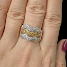 1.5 CARAT FANCY YELLOW AND WHITE DIAMOND COCKTAIL RING VINTAGE ESTATE WIGGLE