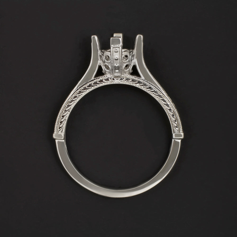 VINTAGE STYLE FILIGREE ENGRAVED SEMI MOUNT 6.5MM ROUND SETTING 1CT DIAMOND RING