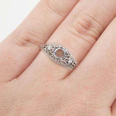 1/2ct VINTAGE STYLE DIAMOND 5MM SEMI MOUNT ENGAGEMENT RING ROUND SETTING 14K Ivy & Rose