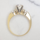 ONE CARAT 3 STONE VG CUT ROUND NATURAL DIAMOND ENGAGEMENT RING 14K YELLOW GOLD