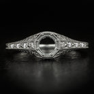 VINTAGE ART DECO DIAMOND ENGAGEMENT RING SETTING ROUND CUSHION FLORAL FILIGREE
