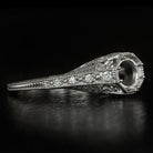 VINTAGE ART DECO DIAMOND ENGAGEMENT RING SETTING ROUND CUSHION FLORAL FILIGREE