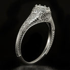 VINTAGE ART DECO DIAMOND ENGAGEMENT RING SETTING ROUND CUSHION FLORAL FILIGREE