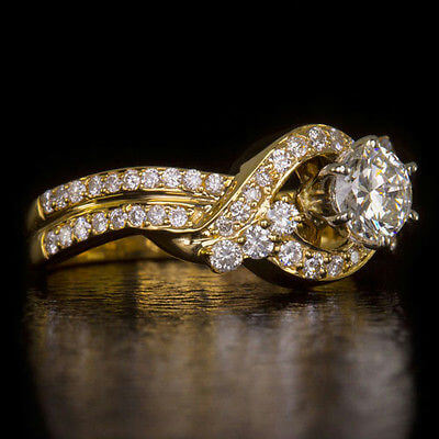 1 CARAT ROUND CUT DIAMOND ENGAGEMENT RING DESIGNER KNOT COCKTAIL 14K YELLOW GOLD Ivy & Rose