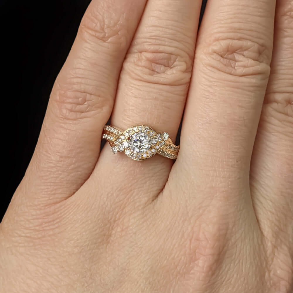 1 CARAT ROUND CUT DIAMOND ENGAGEMENT RING DESIGNER KNOT COCKTAIL 14K YELLOW GOLD Ivy & Rose
