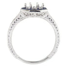 VINTAGE STYLE BLUE SAPPHIRE HALO DIAMOND MOUNT ENGAGEMENT RING ROUND SETTING 14K