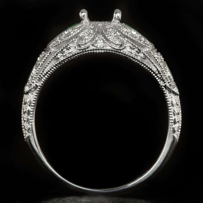 VINTAGE STYLE EMERALD DIAMOND 5mm ROUND EDWARDIAN ENGAGEMENT RING SETTING MOUNT