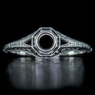 ART DECO FILIGREE ENGAGEMENT RING SEMI-MOUNT VINTAGE BEZEL SETTING 4mm ROUND 14K