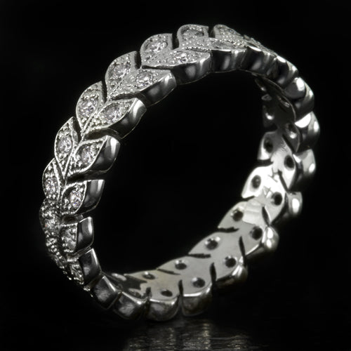 VINTAGE STYLE DIAMOND 1/2ct WEDDING ETERNITY BAND LEAF VINE ART NOUVEAU RING