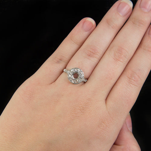 VINTAGE STYLE DIAMOND ENGAGEMENT RING SETTING ROUND 5.5 6.5mm SEMI-MOUNT 14K