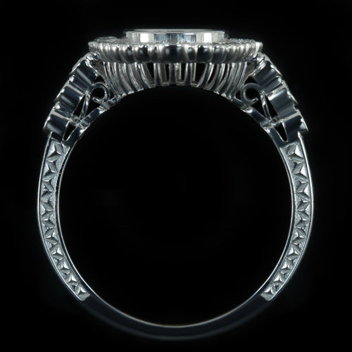 ROUND DIAMOND OVAL HALO PLATINUM ENGAGEMENT RING SETTING COCKTAIL VINTAGE STYLE