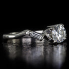 G COLOR ROUND BRILLIANT CUT DIAMOND ENGAGEMENT RING BAGUETTE NATURAL EARTH-MINED