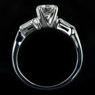 G COLOR ROUND BRILLIANT CUT DIAMOND ENGAGEMENT RING BAGUETTE NATURAL EARTH-MINED