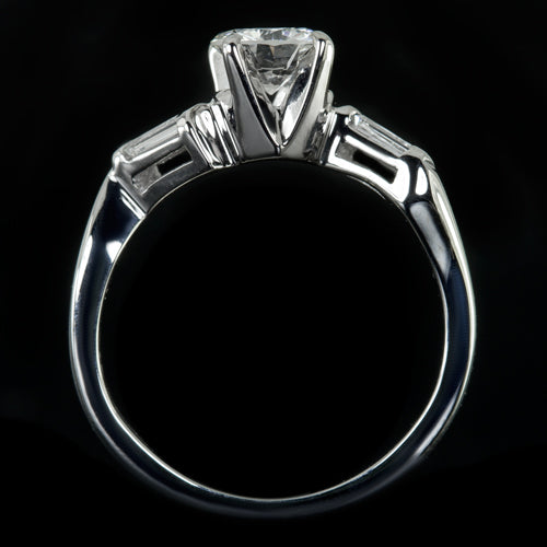 G COLOR ROUND BRILLIANT CUT DIAMOND ENGAGEMENT RING BAGUETTE NATURAL EARTH-MINED