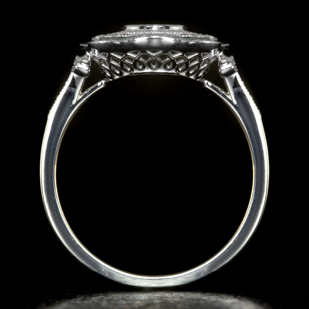 VINTAGE STYLE DIAMOND ONYX ENGAGEMENT RING SETTING OVAL SEMI MOUNT ART DECO 14k