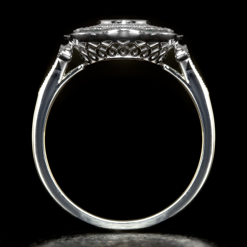 VINTAGE STYLE DIAMOND EMERALD HALO ENGAGEMENT RING SETTING OVAL SEMI MOUNT Ivy & Rose