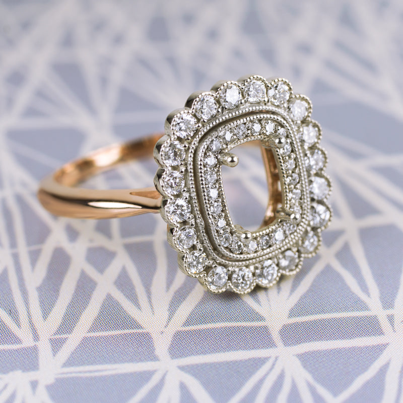 Rose Gold Engagement Ring - Art Deco Ring - Vintage Wedding Ring - Ant –  MochaRings