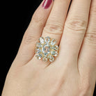 5 CARAT NATURAL AQUAMARINE ICE BLUE COCKTAIL STATEMENT RING 14K YELLOW GOLD BIG