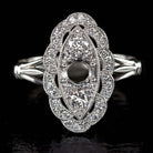 0.42ct VINTAGE DIAMOND ROUND COCKTAIL RING 3 STONE SETTING NAVETTE ART DECO 4mm Ivy & Rose