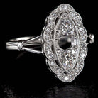 0.42ct VINTAGE DIAMOND ROUND COCKTAIL RING 3 STONE SETTING NAVETTE ART DECO 4mm Ivy & Rose