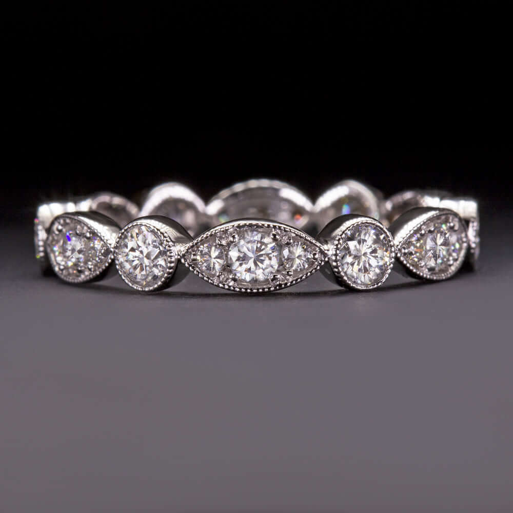 EXCELLENT CUT 1.22c DIAMOND ETERNITY BAND G VS2 VINTAGE STYLE WEDDING RING STACK