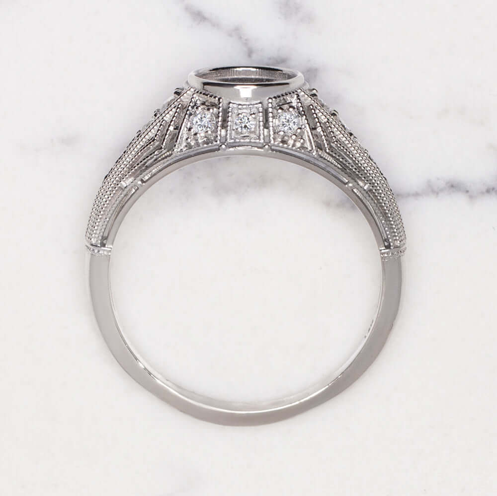 DIAMOND 6.5mm ROUND ENGAGEMENT RING SETTING VINTAGE STYLE MOUNT 1CT WHITE GOLD