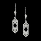 ART DECO STYLE DIAMOND SEMI MOUNT DANGLE EARRINGS 4mm ROUND SETTING VINTAGE DROP