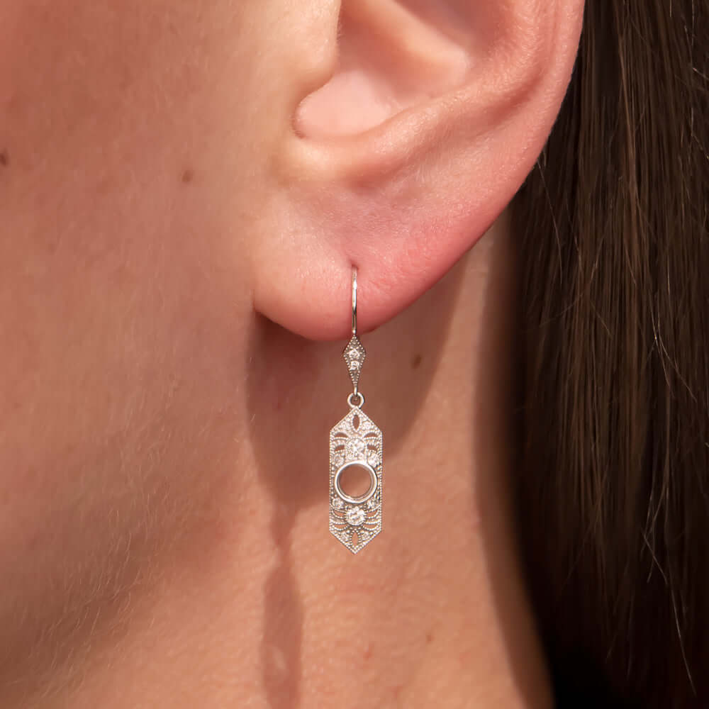 Retro Chic 1920s Art Deco Crystal Earrings – Antiqued Silver Plated, Austrian Crystals