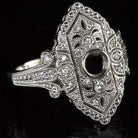 0.34ct DIAMOND ROUND COCKTAIL RING SETTING 4mm VINTAGE ART DECO WHITE GOLD MOUNT Ivy & Rose