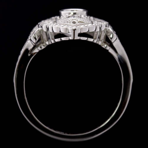 0.34ct DIAMOND ROUND COCKTAIL RING SETTING 4mm VINTAGE ART DECO WHITE GOLD MOUNT Ivy & Rose