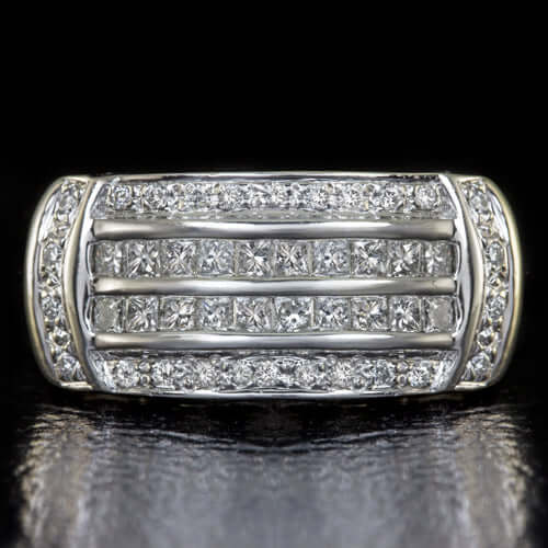 1 CARAT DIAMOND COCKTAIL RING RIGHT HAND STATEMENT 11 GRAMS 14K WHITE GOLD 1ct