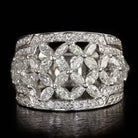2.50ct DIAMOND COCKTAIL BAND WIDE RING MARQUISE ROUND 18K WHITE GOLD 10G FLORAL