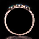 OPAL 3 STONE COCKTAIL RING NATURAL AUSTRALIAN STACKING BAND 14K ROSE GOLD BEZEL