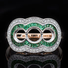 NATURAL EMERALD DIAMOND ART DECO ENGAGEMENT RING SETTING VINTAGE STYLE 3 STONE