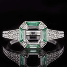 DIAMOND EMERALD VINTAGE STYLE ENGAGEMENT RING SETTING 5MM ROUND 5.5MM ART DECO