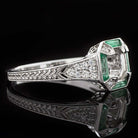 DIAMOND EMERALD VINTAGE STYLE ENGAGEMENT RING SETTING 5MM ROUND 5.5MM ART DECO