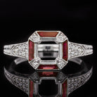 VINTAGE STYLE DIAMOND RUBY SQUARE ENGAGEMENT RING SETTING ROUND CUSHION MOUNT