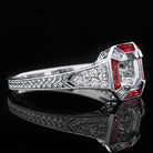 VINTAGE STYLE DIAMOND RUBY SQUARE ENGAGEMENT RING SETTING ROUND CUSHION MOUNT