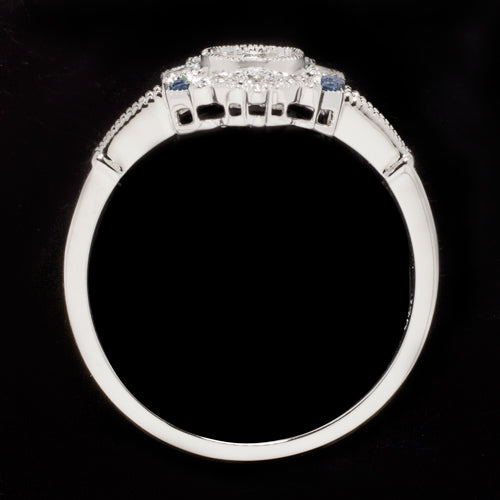 VINTAGE STYLE ART DECO BLUE SAPPHIRE DIAMOND ENGAGEMENT RING SETTING 14K CALIBRE