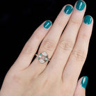 ART DECO GREEN EMERALD DIAMOND VINTAGE ENGAGEMENT RING SETTING ROUND CUT NATURAL