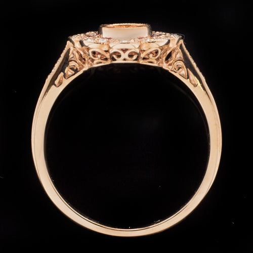 VINTAGE STYLE RUBY DIAMOND ROUND ENGAGEMENT RING ROSE GOLD SETTING ART DECO 14k